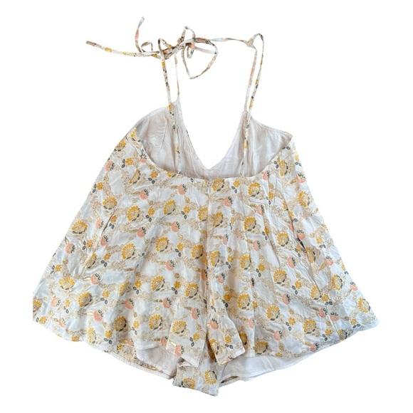 NWOT Free People Chiara Playsuit Floral Embroidered Romper Gold Ivory Size M - Picture 5 of 11